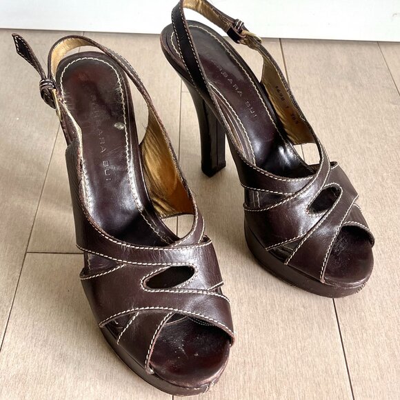 Barbara Bui Brown Open Toe Heels - Picture 1 of 8